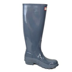 Hunter Tall Gloss Graphite Boots
